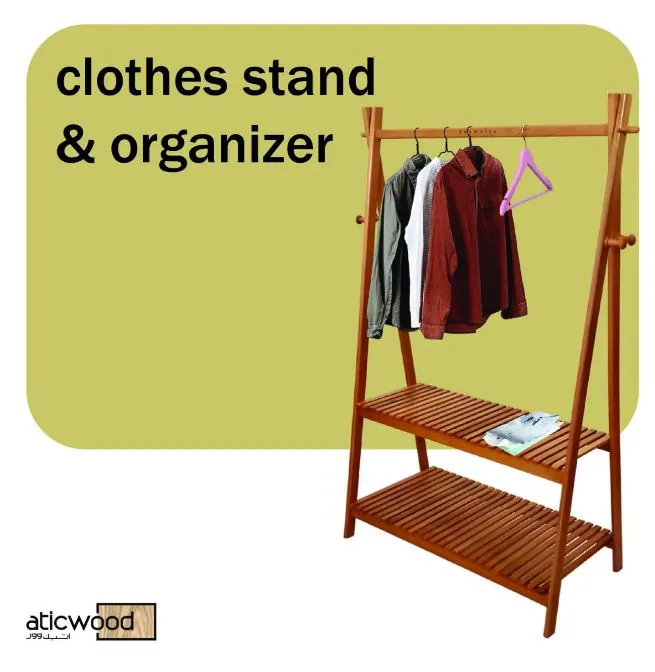Wooden Clothes Rack front view
